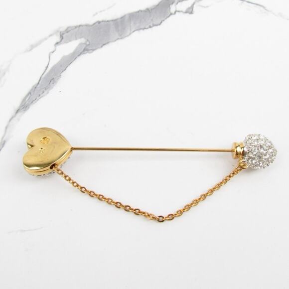 Swarovski Crystal Signed Swan Double Heart Brooch - Picture 5 of 8